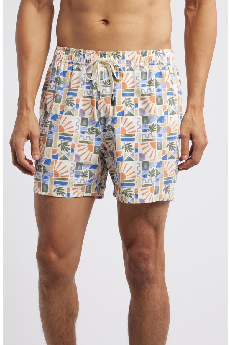 The Bungalow Water Repellent Swim Trunks, Main, color, BEACH SUN TILE (103)