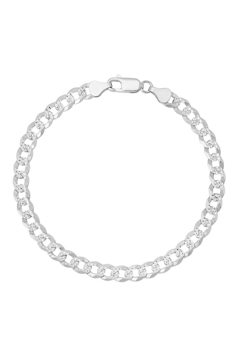 Men's Diamond Cut Cuban Chain Bracelet, Main, color, SILVER