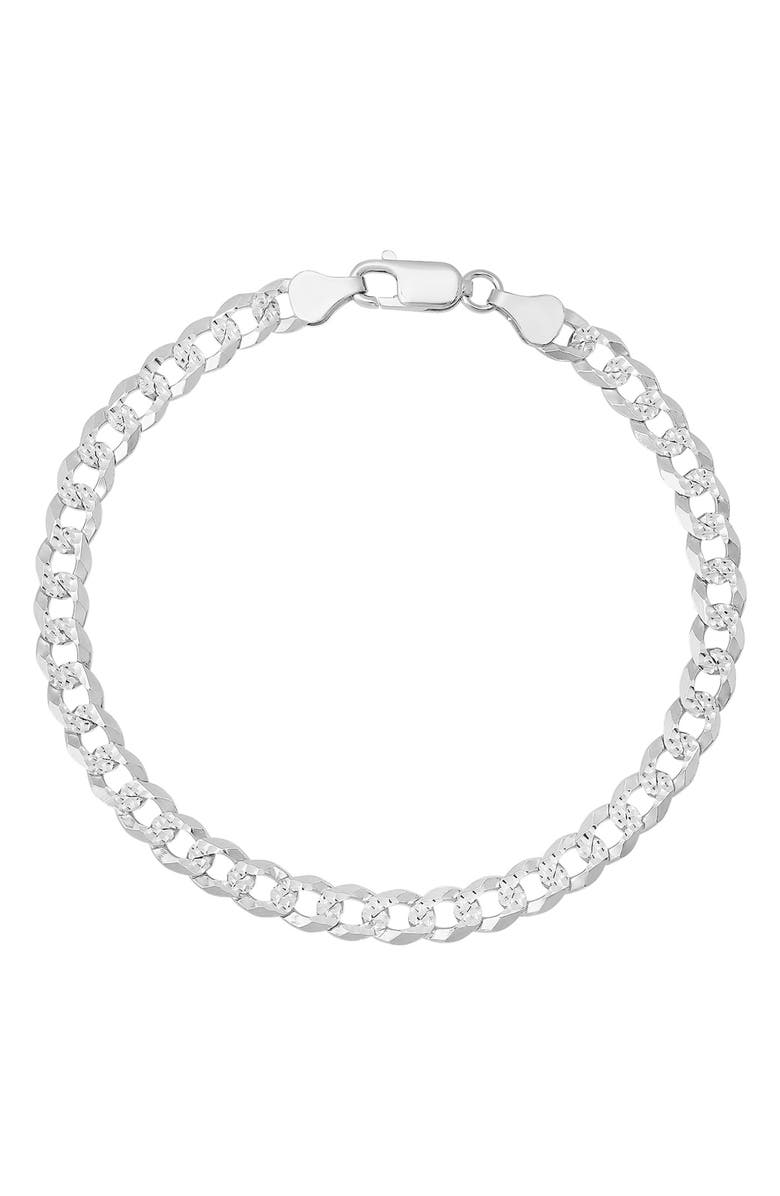 Queen Jewels Men's Diamond Cut Cuban Chain Bracelet, Main, color, Silver