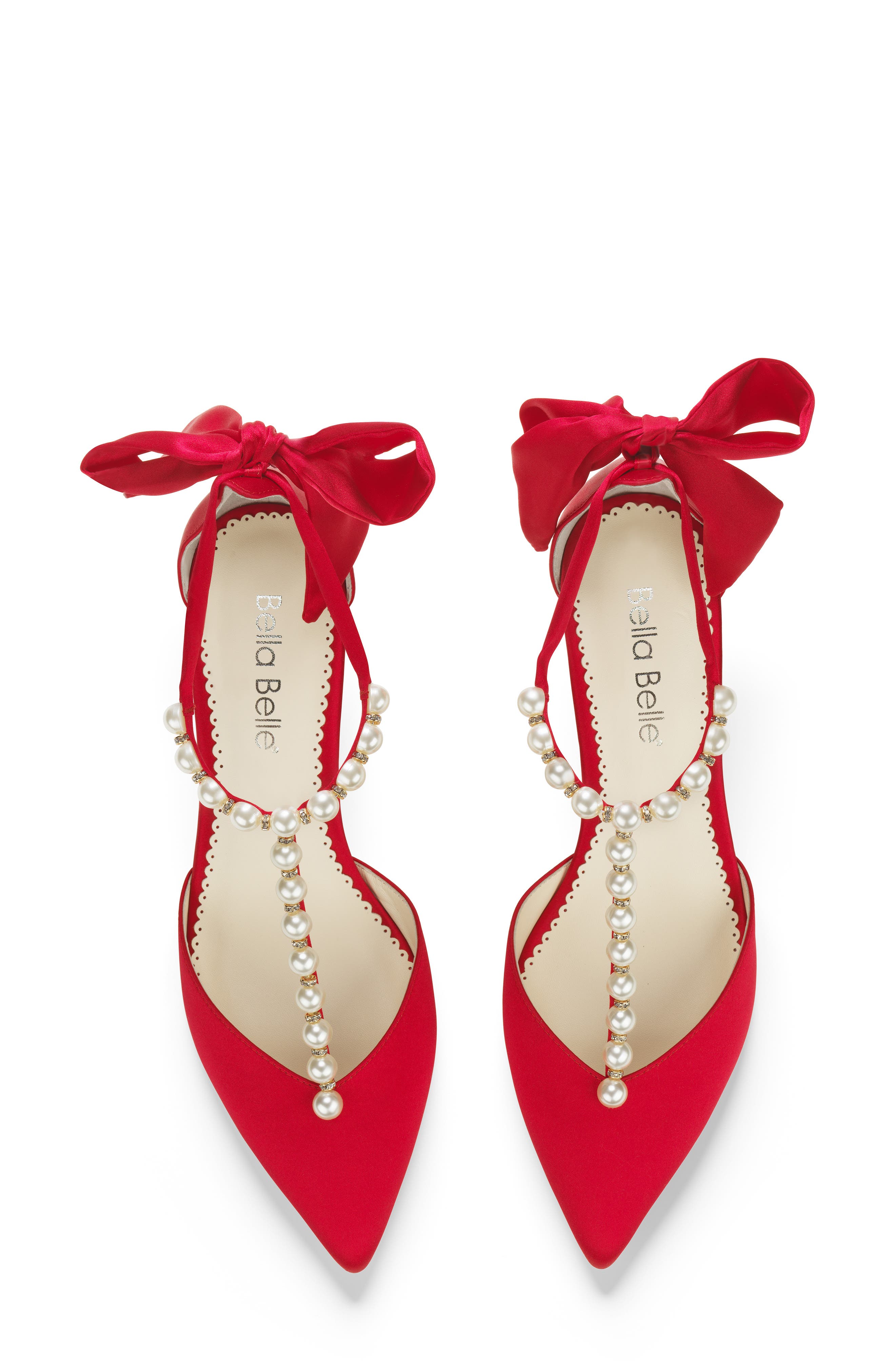 Bella Bella Lisa Embellished T-Strap Pump, Alternate, color, RED SILK