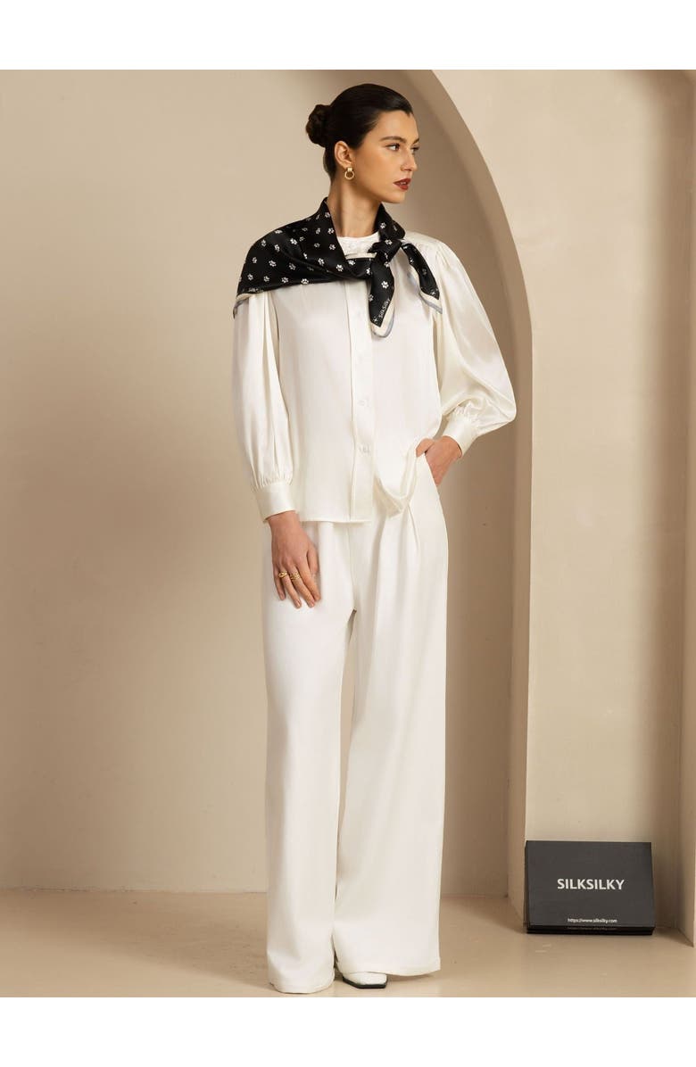 SILKSILKY Pure Silk Paw Print Square Scarf, Alternate, color, Black