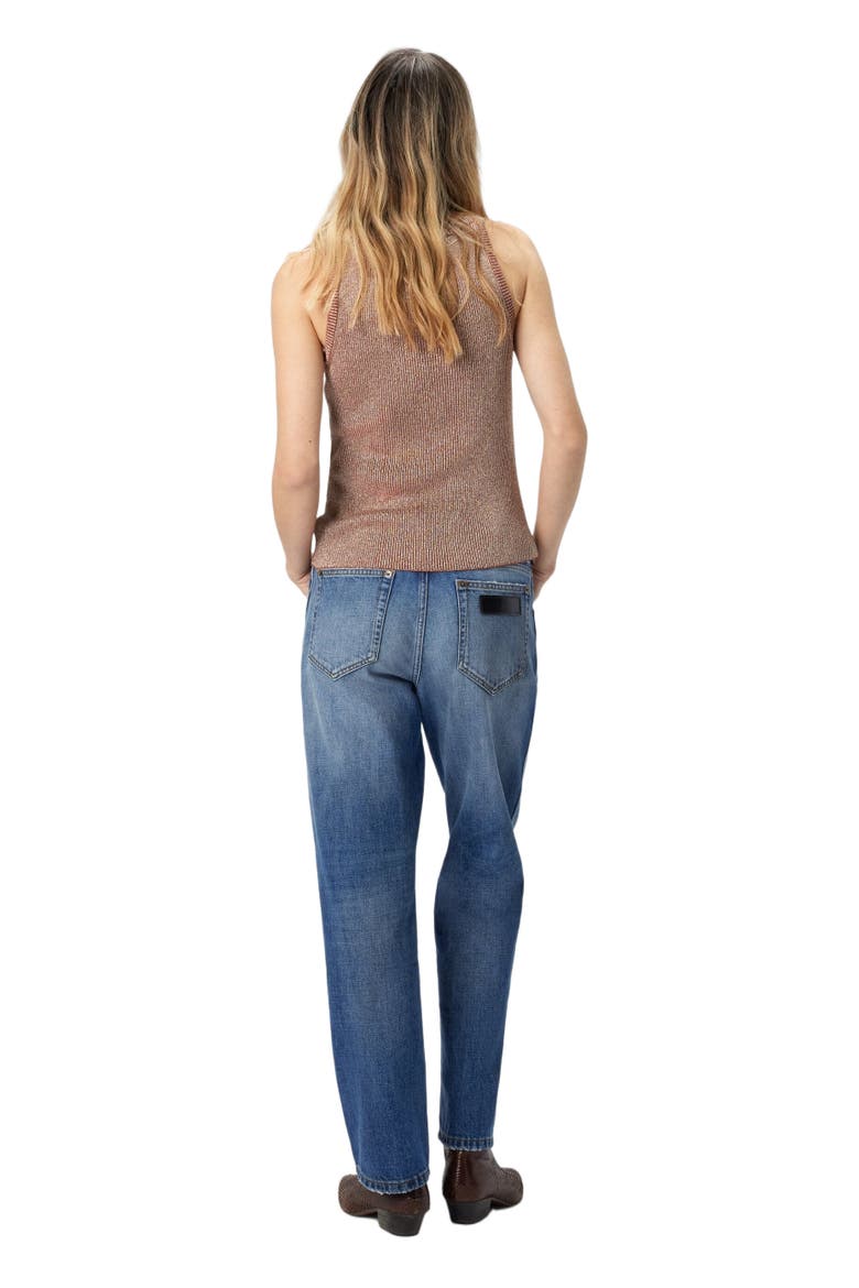 Tank Top In Viscose And Lamé Blend, Alternate, color, Pink Lamé