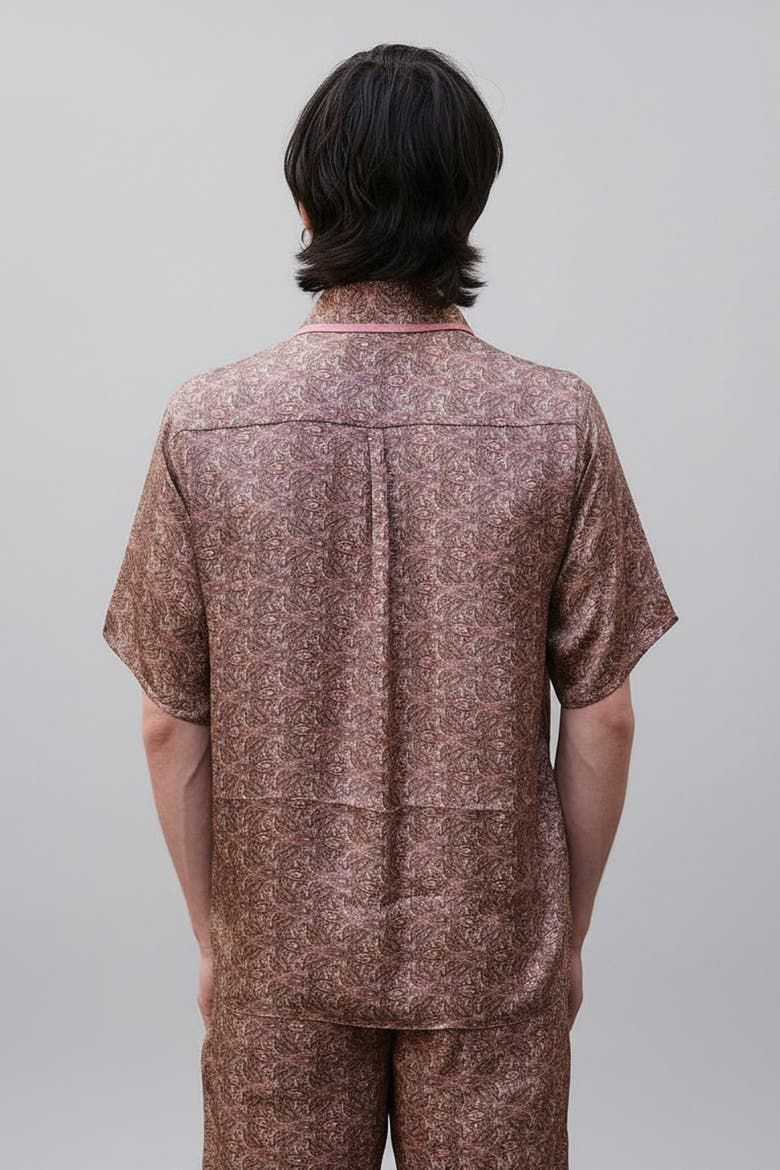 Paisley Motif Short Sleeve Shirt, Alternate, color, Rosé