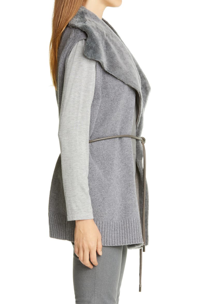 Genuine Shearling Panel Wool & Cashmere Vest, Alternate, color, NICKEL MELANGE