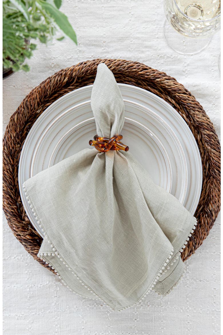 Berry Trim Set of 4 Cotton & Linen Napkins, Alternate, color, FLAX