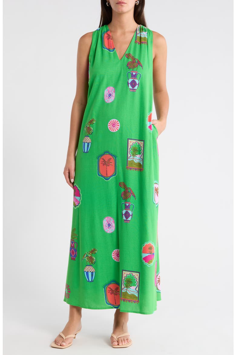 Trinie Postcard Rubi Halter Dress, Main, color, KELLY-PINK
