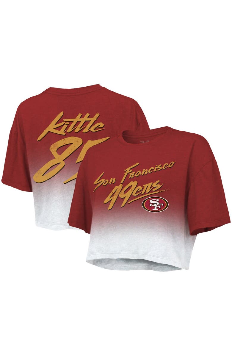Majestic Threads Women's Majestic Threads George Kittle Scarlet/White San Francisco 49ers Dip-Dye Player Name & Number Crop Top, Main, color, 