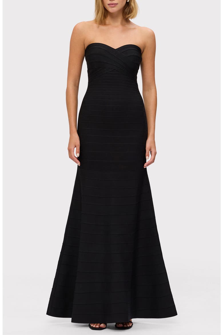 The Sara Strapless Mermaid Gown, Main, color, BLACK