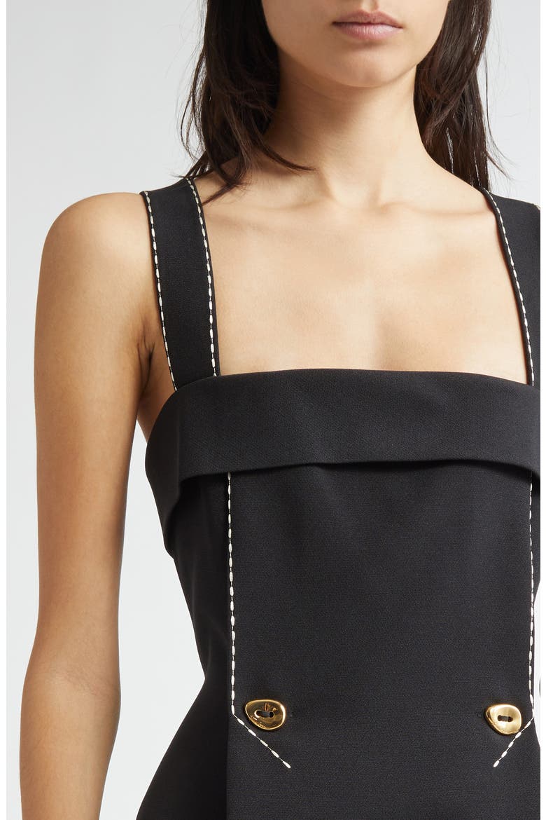 Topstitch Detail Crepe Minidress, Alternate, color, JET BLACK