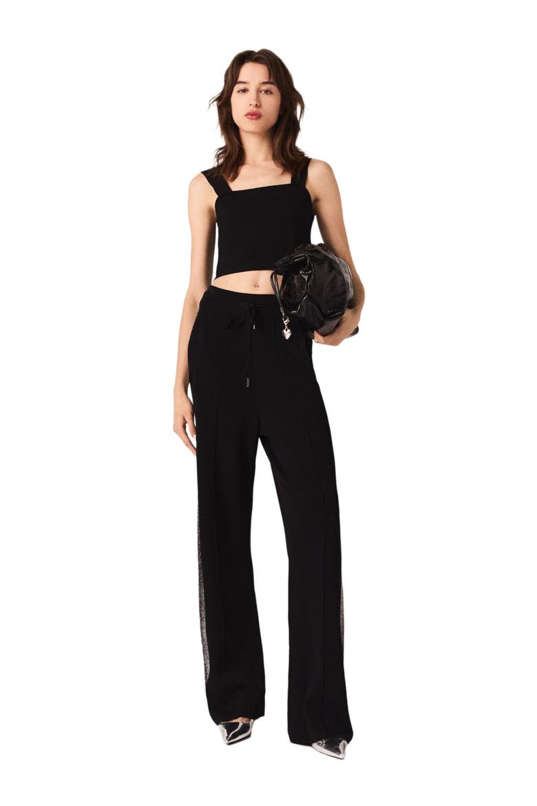 Knitted crop top with straps, Main, color, Black
