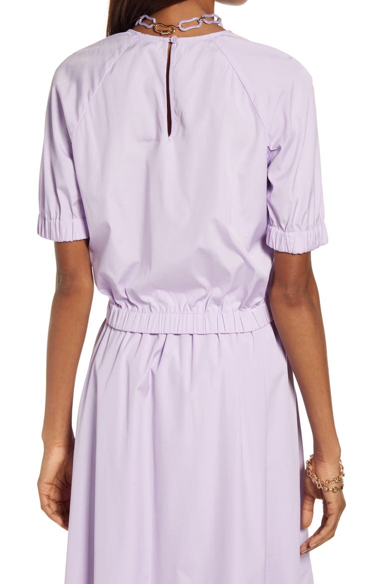 Organic Cotton Poplin Crop Blouse, Alternate, color, PURPLE BLOOM