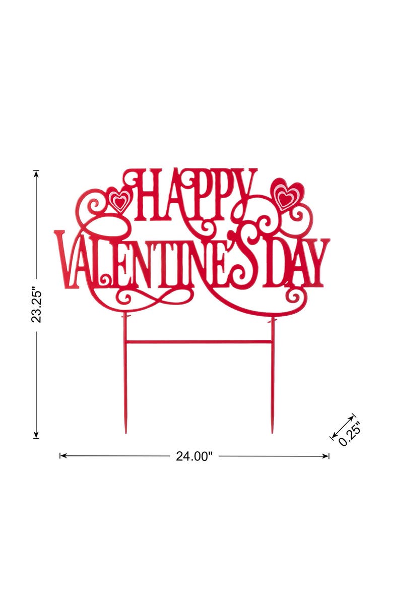 23.25"H Metal Happy Valentine's Day Yard Stake, Alternate, color, Red