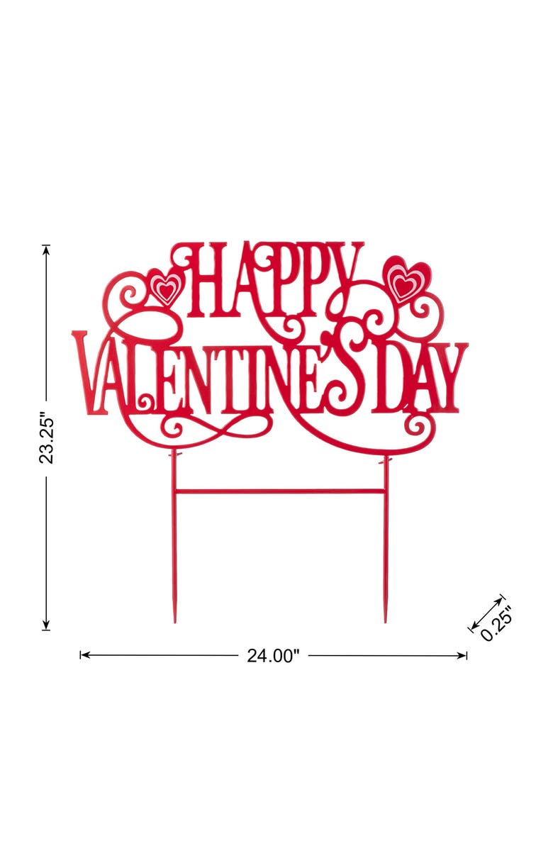 Glitzhome 23.25"H Metal Happy Valentine's Day Yard Stake, Alternate, color, Red