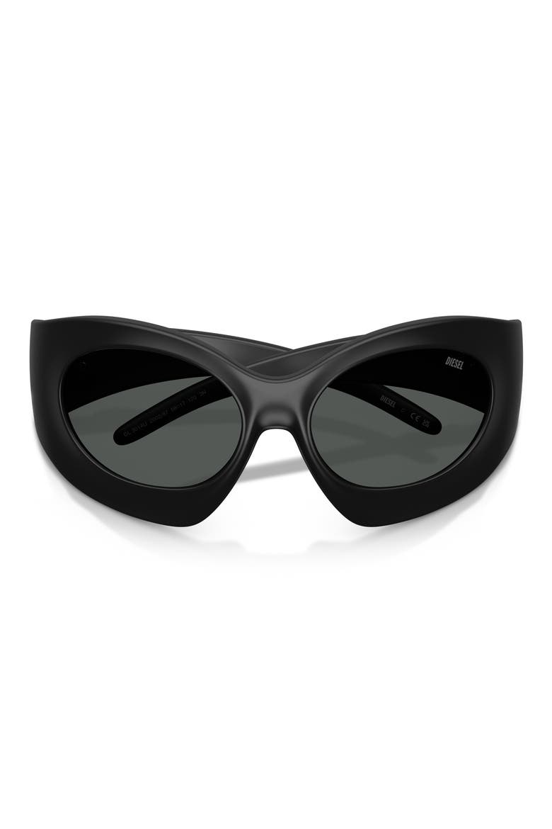 56mm Cat Eye Sunglasses, Alternate, color, MATTE BLACK / DARK GREY