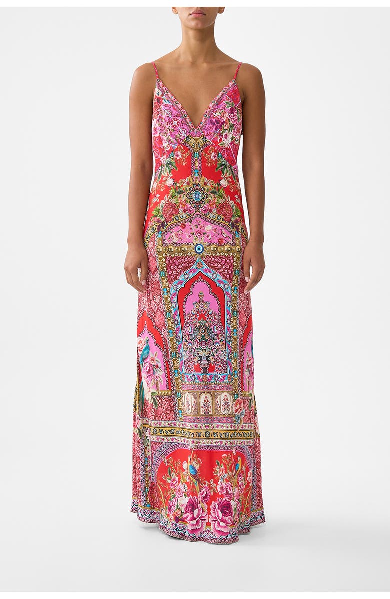 Camilla V-Neck Full Length Bias Slip Dress, Main, color, Heirloom Empire