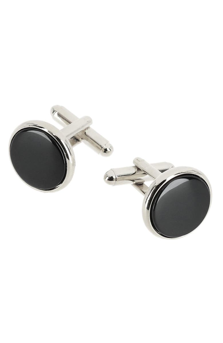 Trafalgar Sutton Onyx Cuff Links, Main, color, Silver