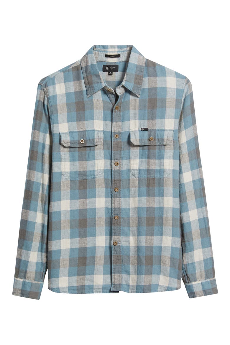 Curtis Check Linen & Cotton Button-Up Work Shirt, Alternate, color, BLUE MULTI