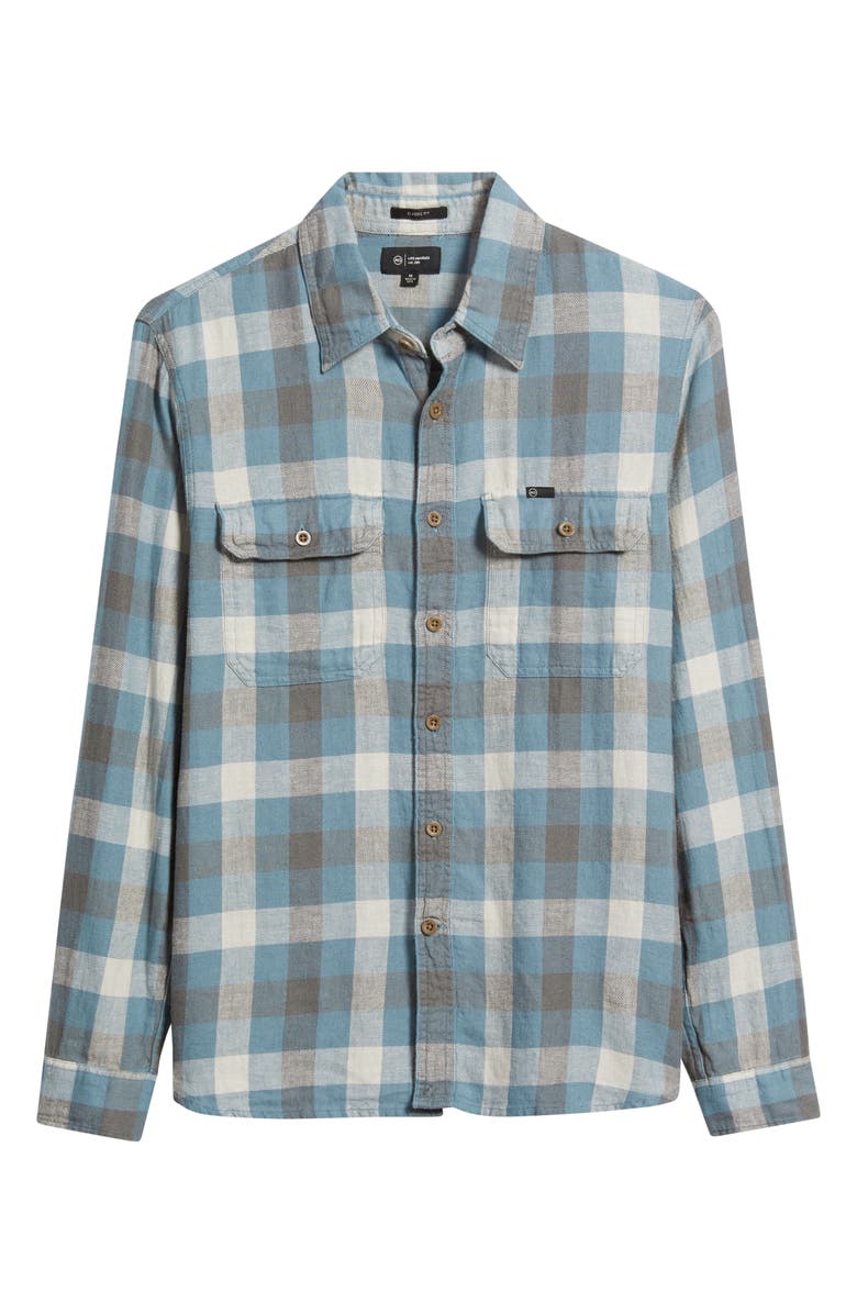 AG Curtis Check Linen & Cotton Button-Up Work Shirt, Alternate, color, Blue Multi
