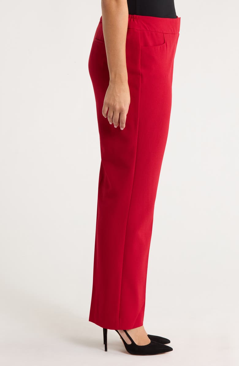 KASPER Flat Front Slim Pants, Alternate, color, Fire Red