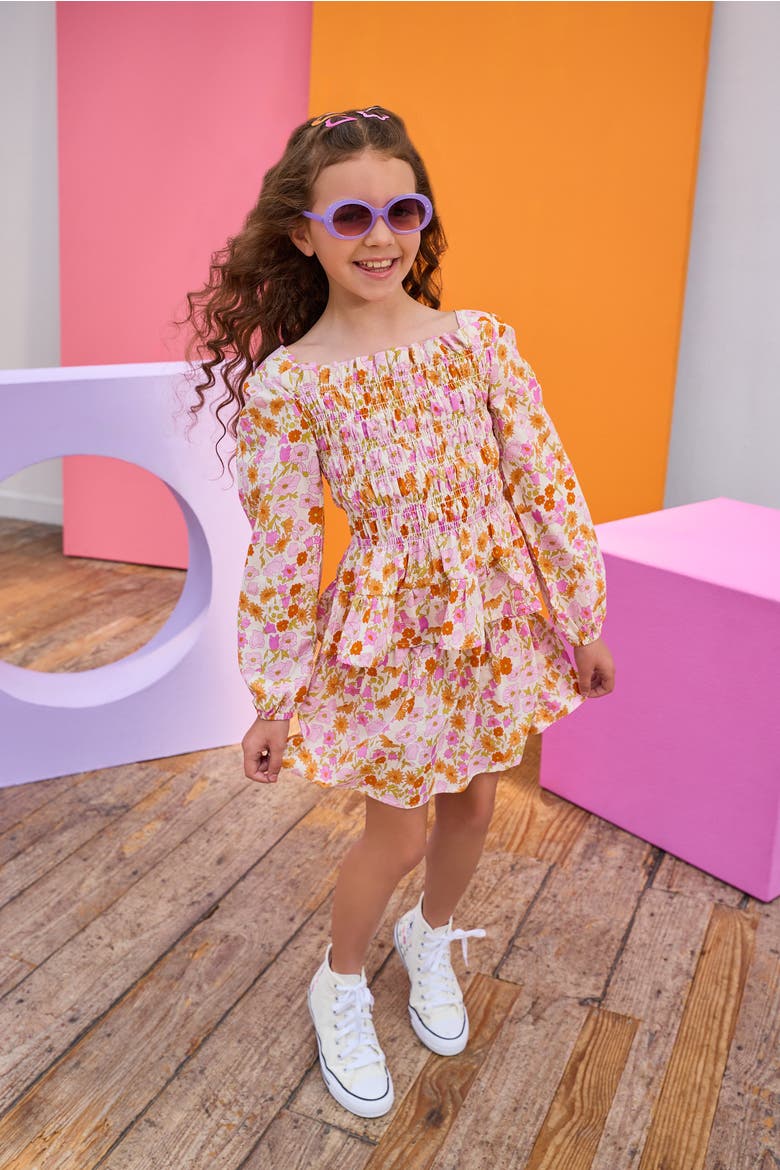 Kids' Shirred Circle Skirt, Alternate, color, Lisle Saffron Floral