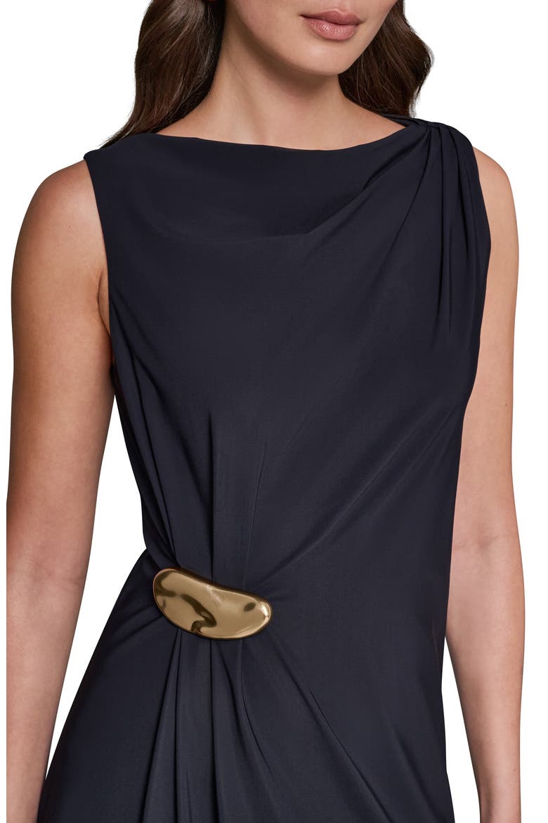 Hardware Waist Midi Dress, Alternate, color, BLACK