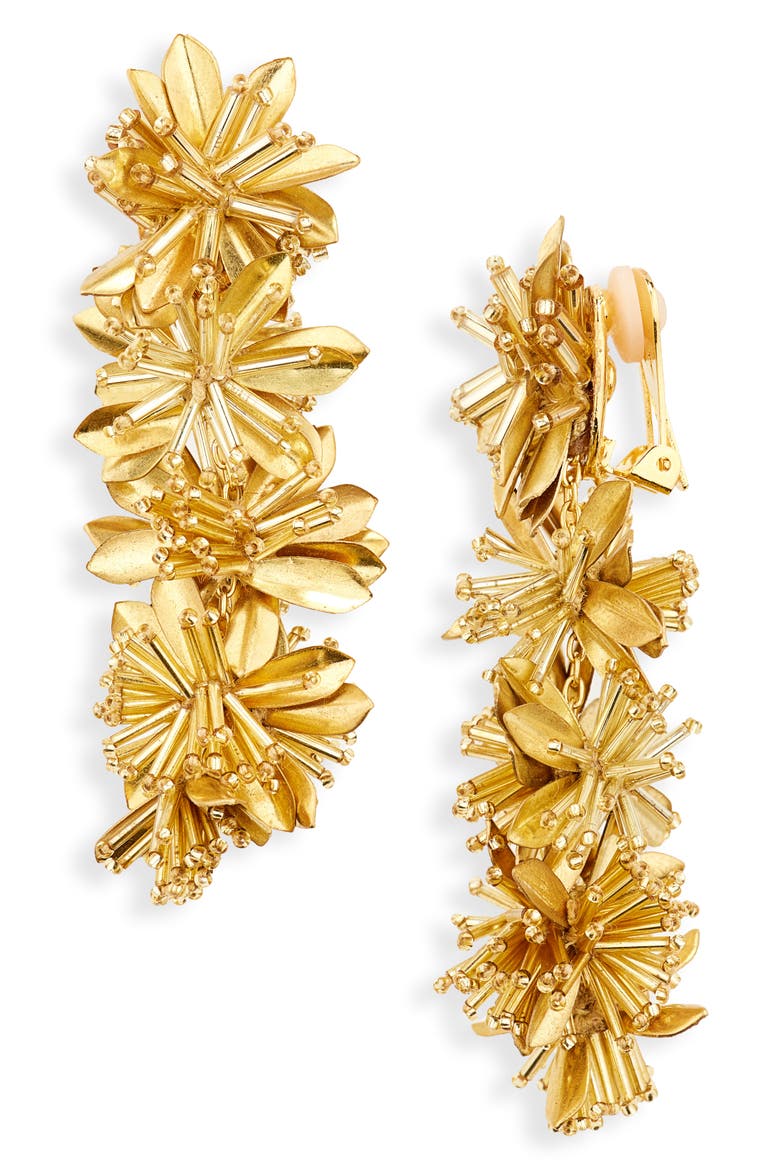 Fireworks Tassel Clip-On Earrings, Main, color, GOLD SMOKE
