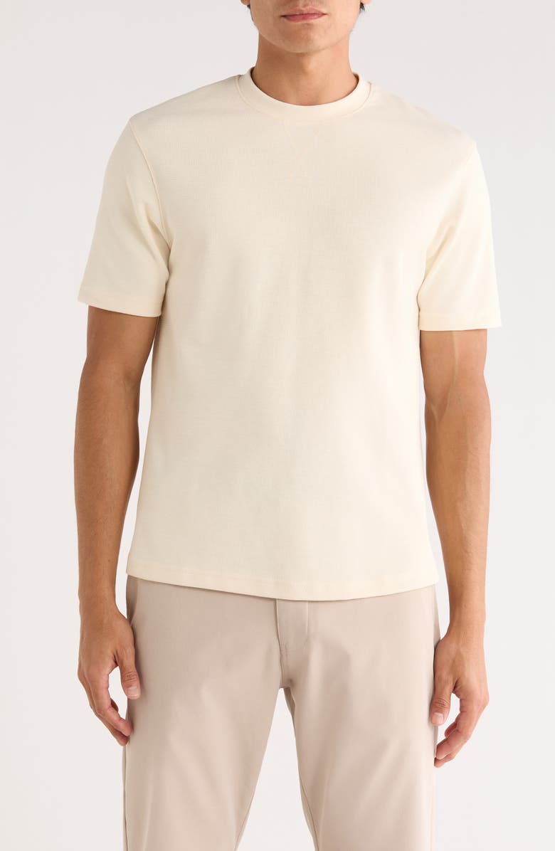 DENIM AND FLOWER Textured Crewneck T-Shirt, Main, color, Oyster Cream