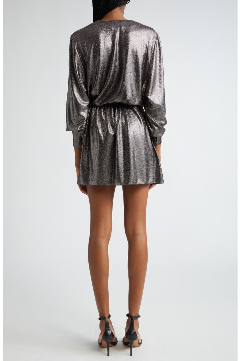 Alexane Metallic Long Sleeve Minidress, Alternate, color, METALLIC BLACK
