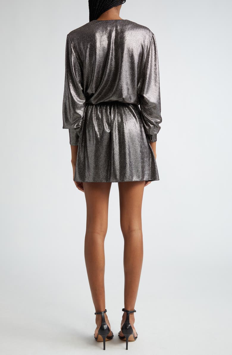 Isabel Marant Étoile Alexane Metallic Long Sleeve Minidress, Alternate, color, Metallic Black