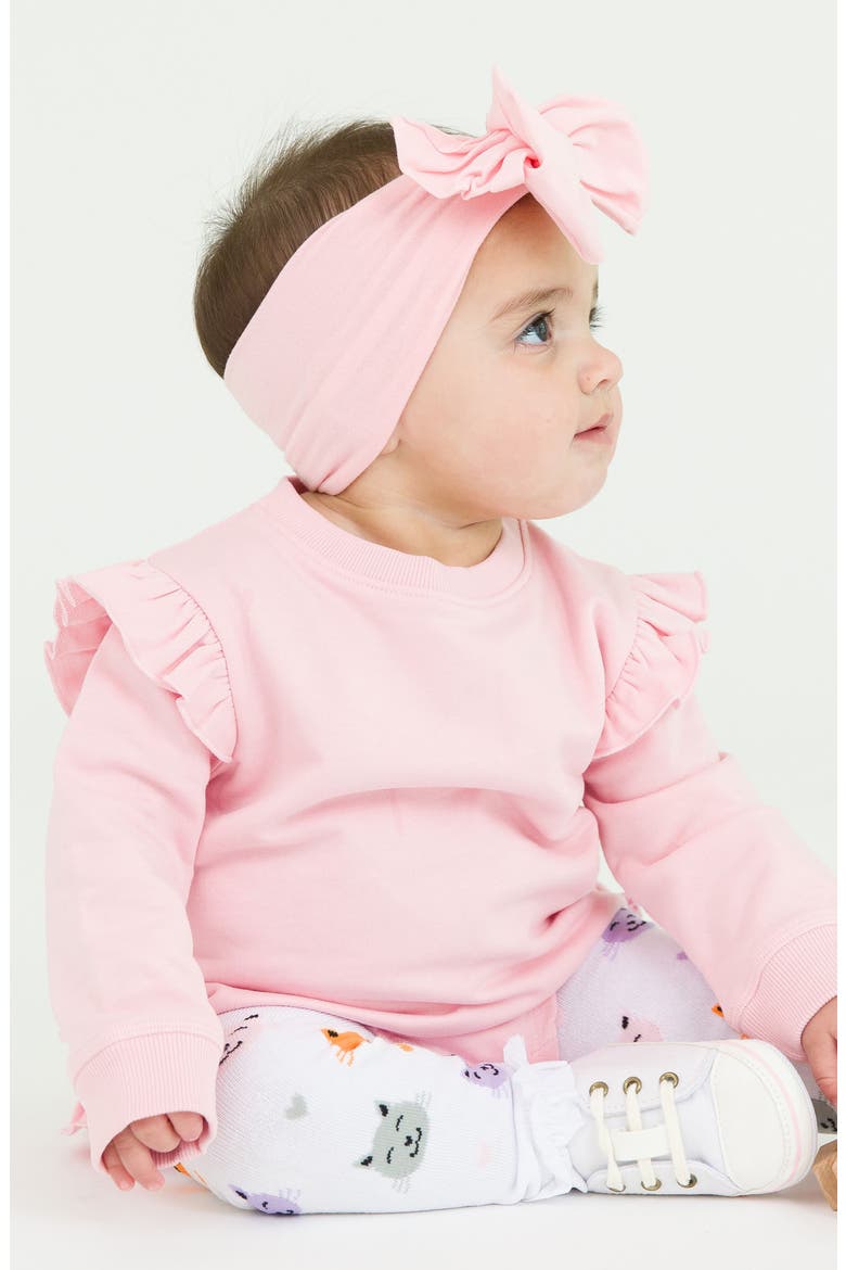 Ruffle Cotton Sweatshirt Bubble Romper, Alternate, color, PINK
