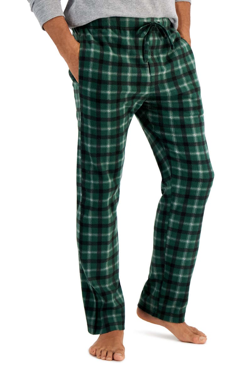 Fleece Sleep Pants, Main, color, GREEN PLAID