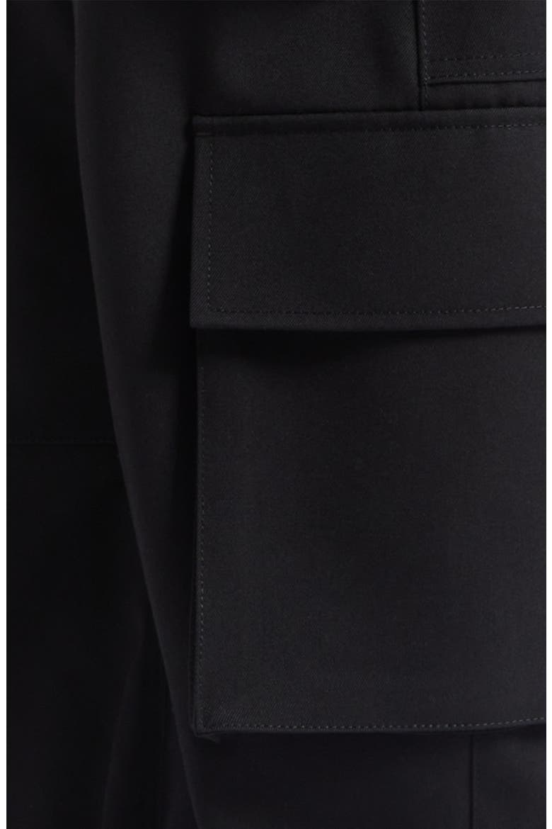High Waist Wool Barrel Leg Cargo Pants, Alternate, color, 1000 BLACK