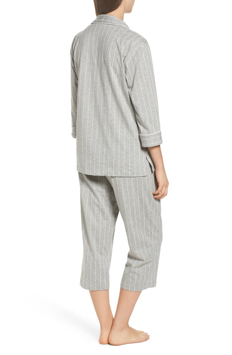 Lauren Ralph Lauren Knit Crop Cotton Pajamas, Alternate, color, Greystone