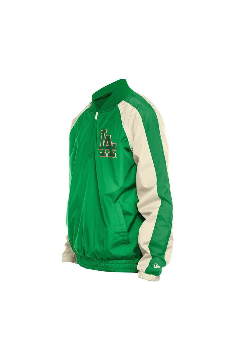 New Era Men's New Era Kelly Green Los Angeles Dodgers St. Patrick's Day Ripstop Raglan Quarter-Zip Windbreaker, Alternate, color, Kelly Green