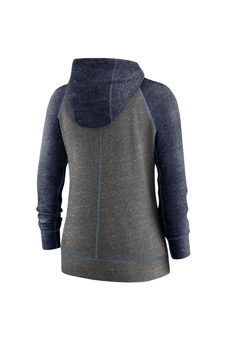 Women's Nike Heathered Charcoal/Navy Tennessee Titans Gym Vintage Raglan Full-Zip Hoodie, Alternate, color, Heather Charcoal