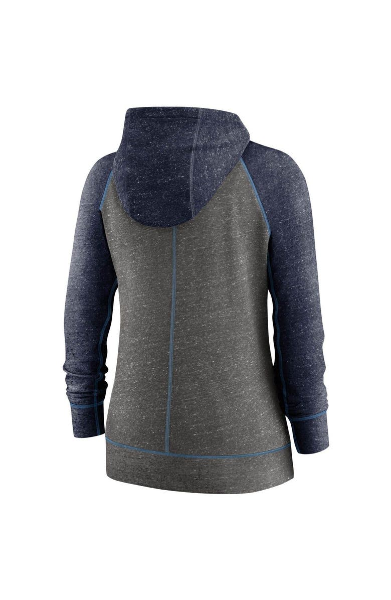 Nike Women's Nike Heathered Charcoal/Navy Tennessee Titans Gym Vintage Raglan Full-Zip Hoodie, Alternate, color, Heather Charcoal