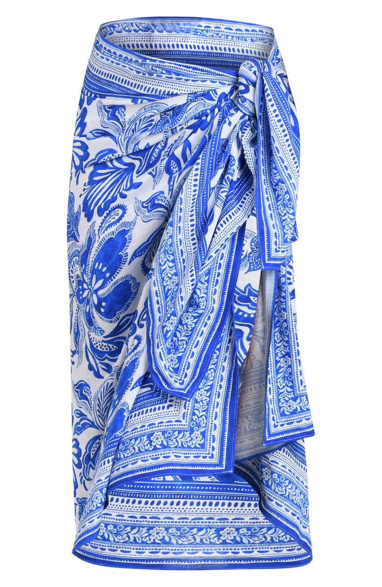 La Blanca Botanical Brocade Cover-Up Pareo, Alternate, color, Lapis