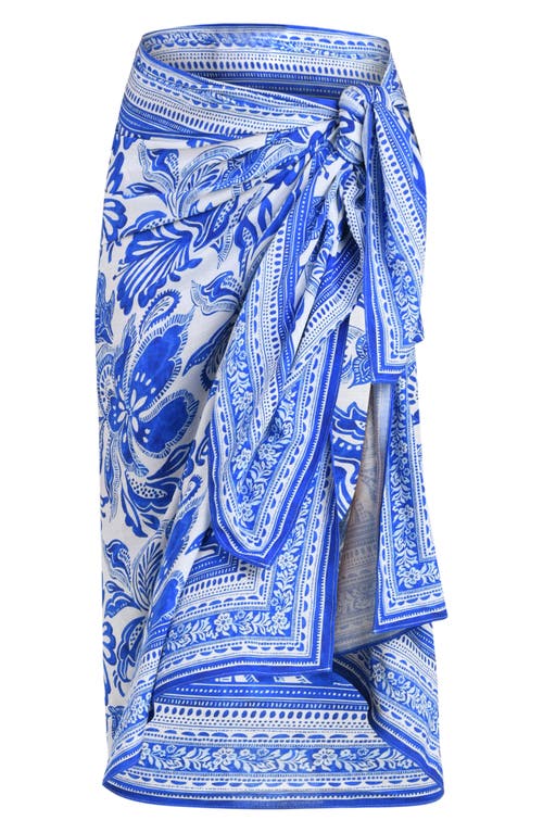 La Blanca Botanical Brocade Cover-up Pareo In Blue