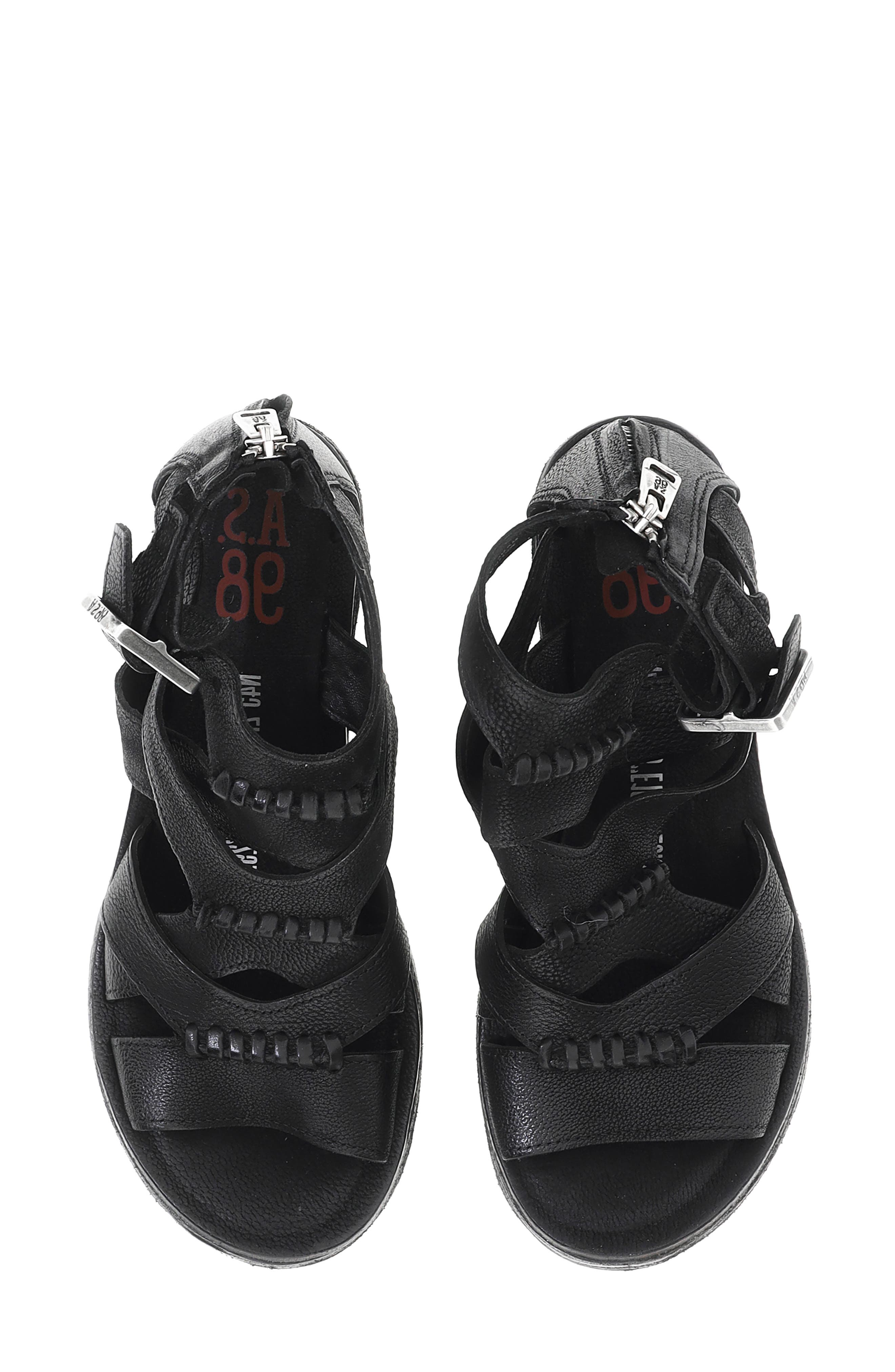 A.S.98 Norman Platform Wedge Sandal, Alternate, color, Black