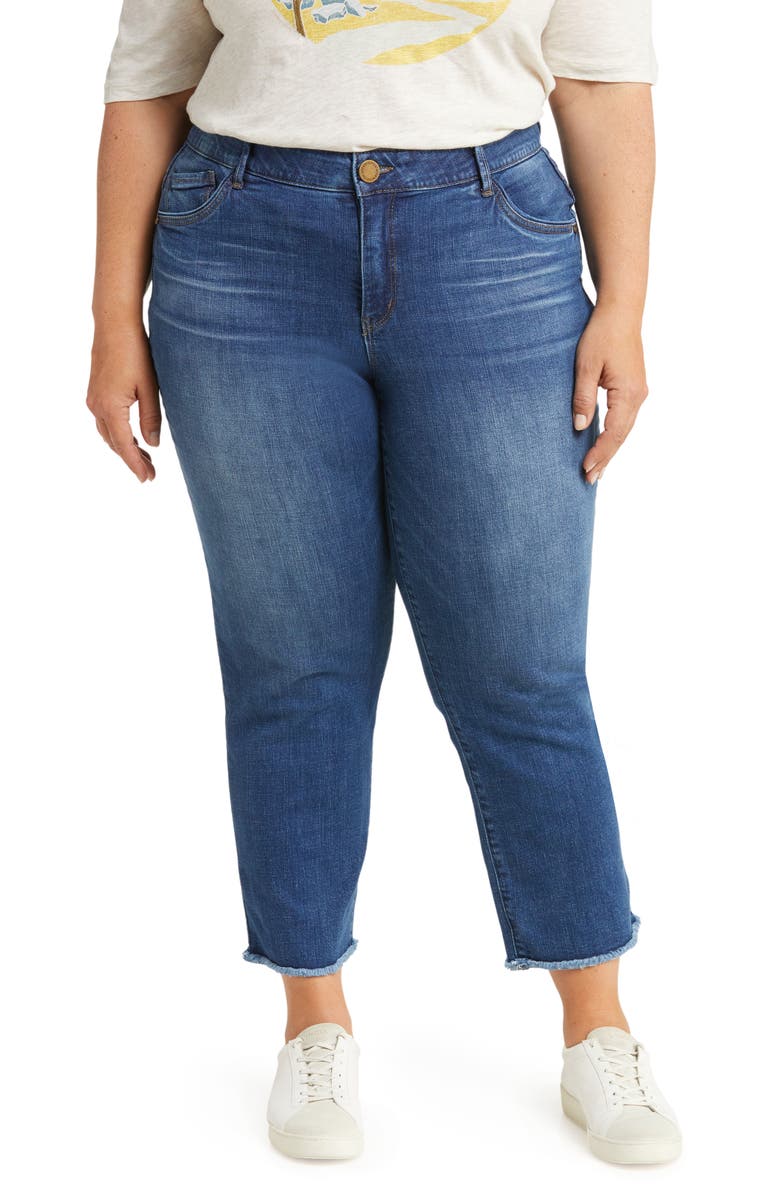 Wit & Wisdom 'Ab'Solution Fray Hem Stretch Crop Slim Straight Leg Jeans, Main, color, 