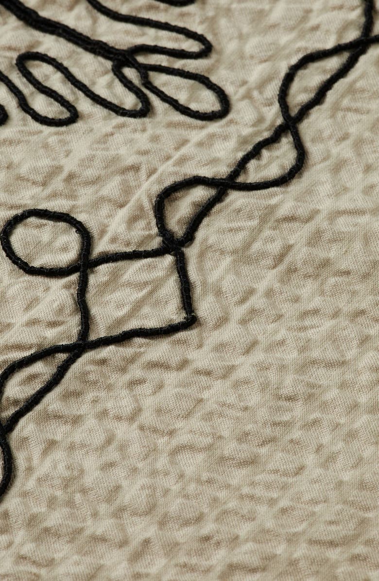 Scotch & Soda Oversize Embroidered Short Sleeve Cotton Seersucker Button-Up Shirt, Alternate, color, Plaza Taupe