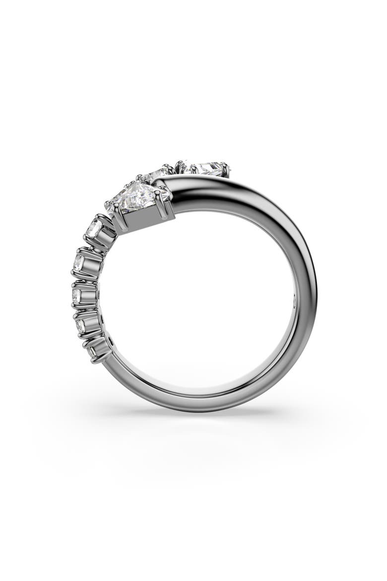 Sublima Crystal Bypass Ring, Alternate, color, BLACK/ SILVER