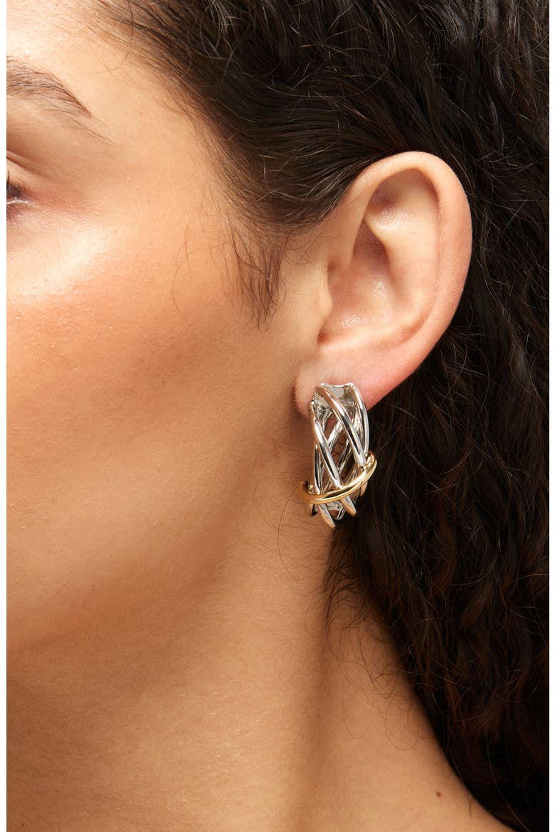 Sloane Crisscross Earrings, Alternate, color, TWO TONE