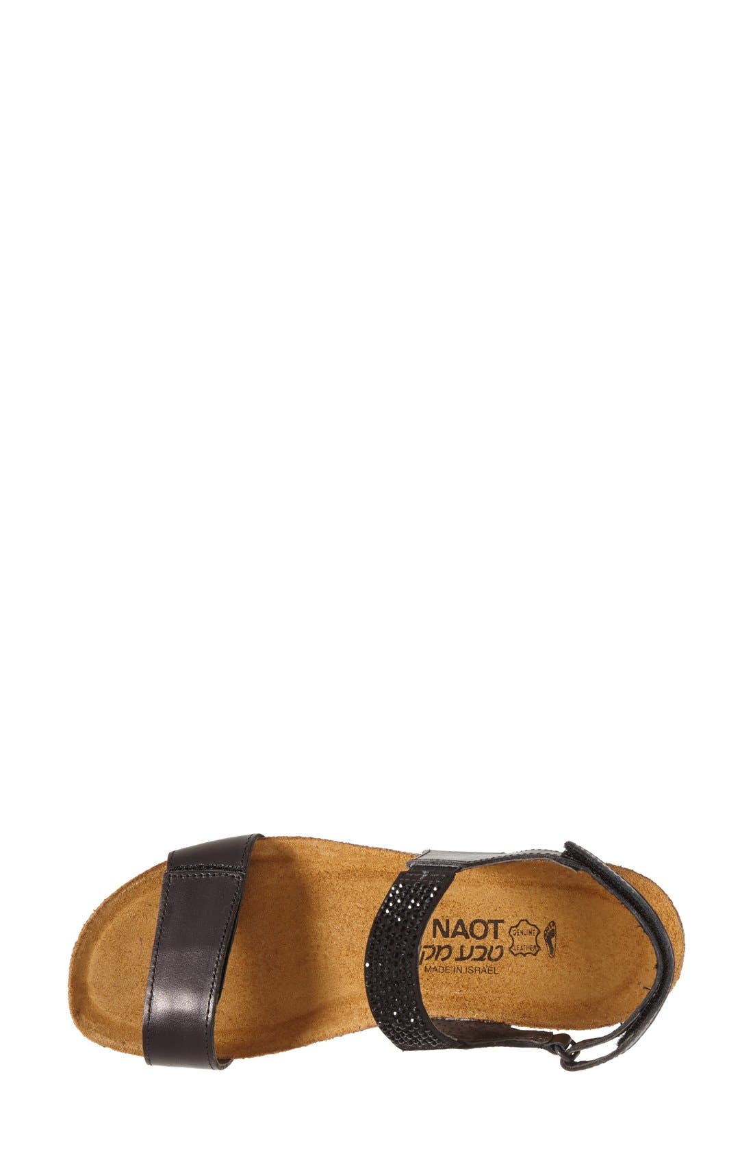 'Lisa' Crystal Embellished Sandal, Alternate, color, BLACK LEATHER
