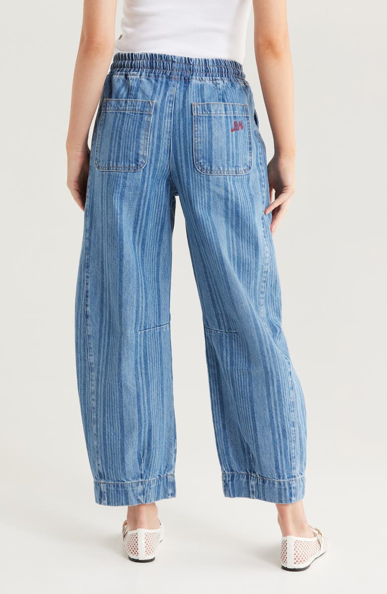Damson Madder Felix Laser Stripe Barrel Leg Drawstring Jeans, Alternate, color,