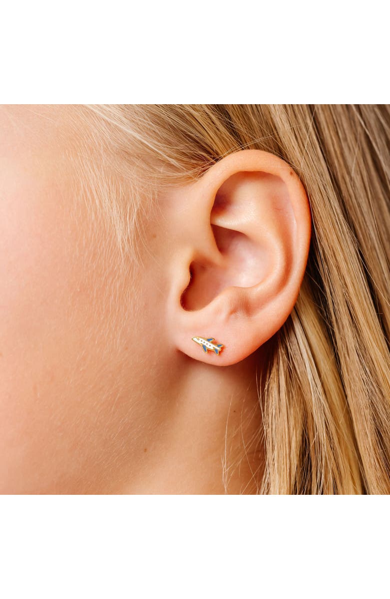 Pip Pop Airplane Stud Earrings, Alternate, color, White