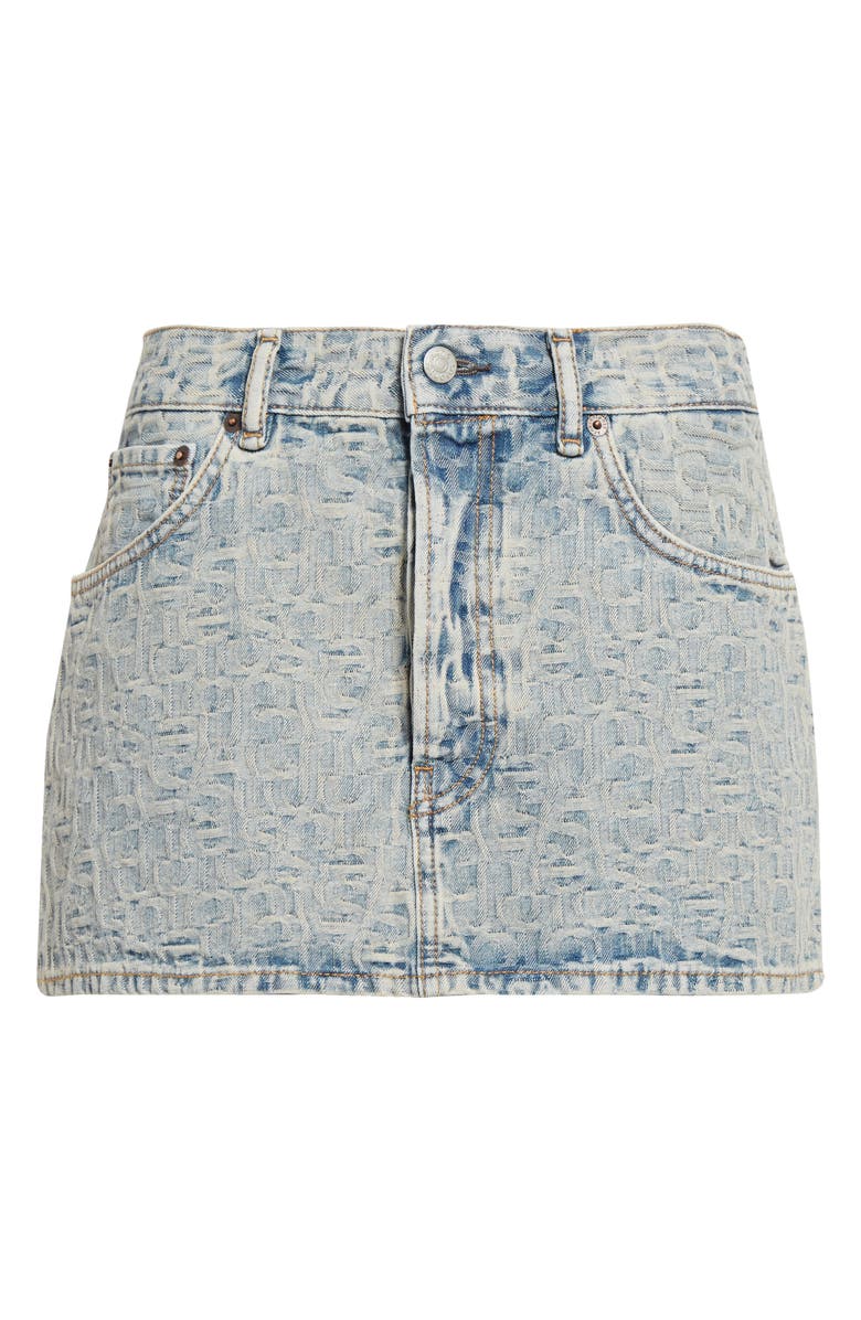Acne Studios Macaria Logo Jacquard Denim Miniskirt, Alternate, color,