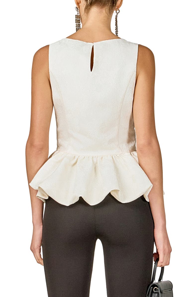 Endless Rose Floral Jacquard Peplum Top, Alternate, color, Cream