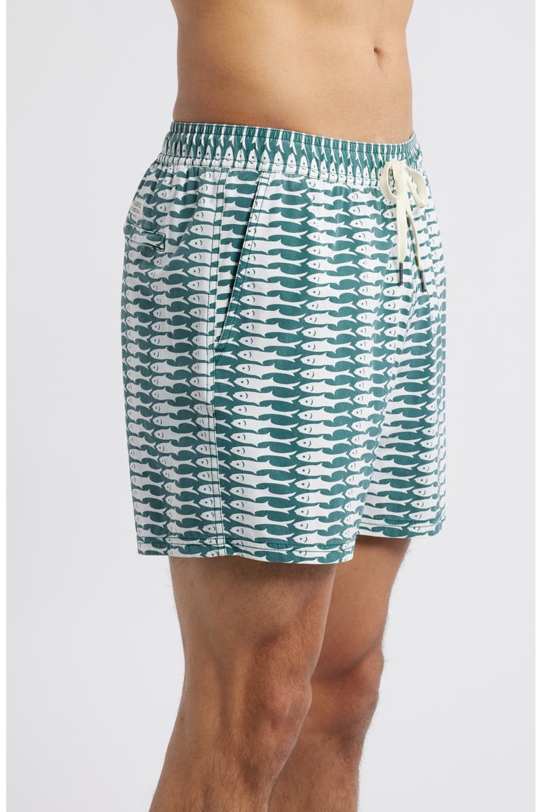 The Bungalow Water Repellent Swim Trunks, Alternate, color, GREEN SARDINE