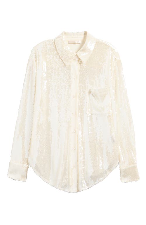 WAYF WAYF FIND YOUR LIGHT SEQUIN BUTTON-UP SHIRT 